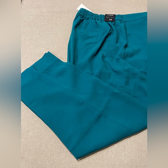 New J.Crew Jamie Cropped Pull On Pants In Teal/Emerald Green Size 14 - Picture 4 of 13